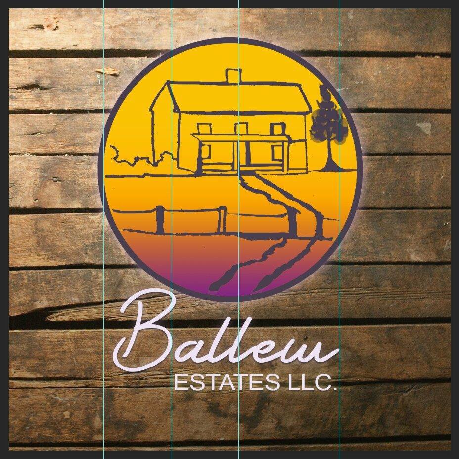 The ballew estates logo is a rendition of a piece Tiffany's grandmother painted of the original house in Waco, Kentucky