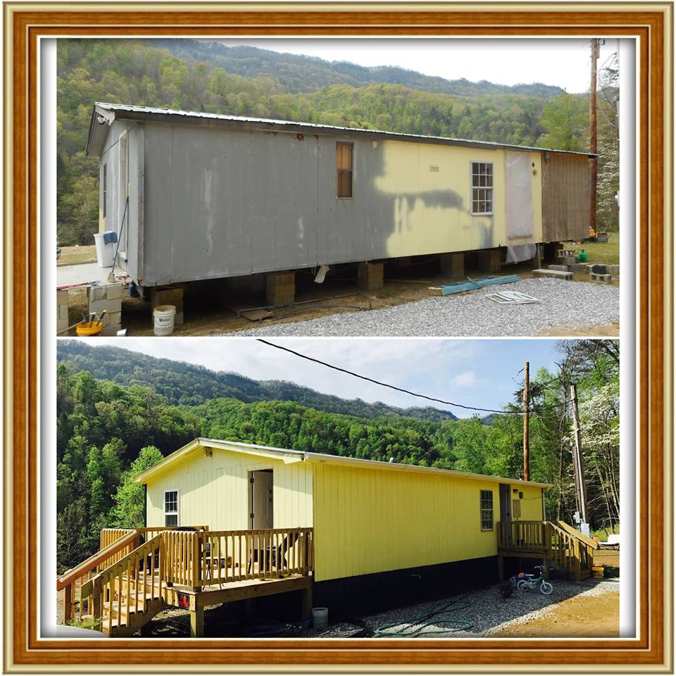 Before and after of a HOMES inc affordable home in eastern kentucky. MACED supports the nonprofit with solar and efficiency