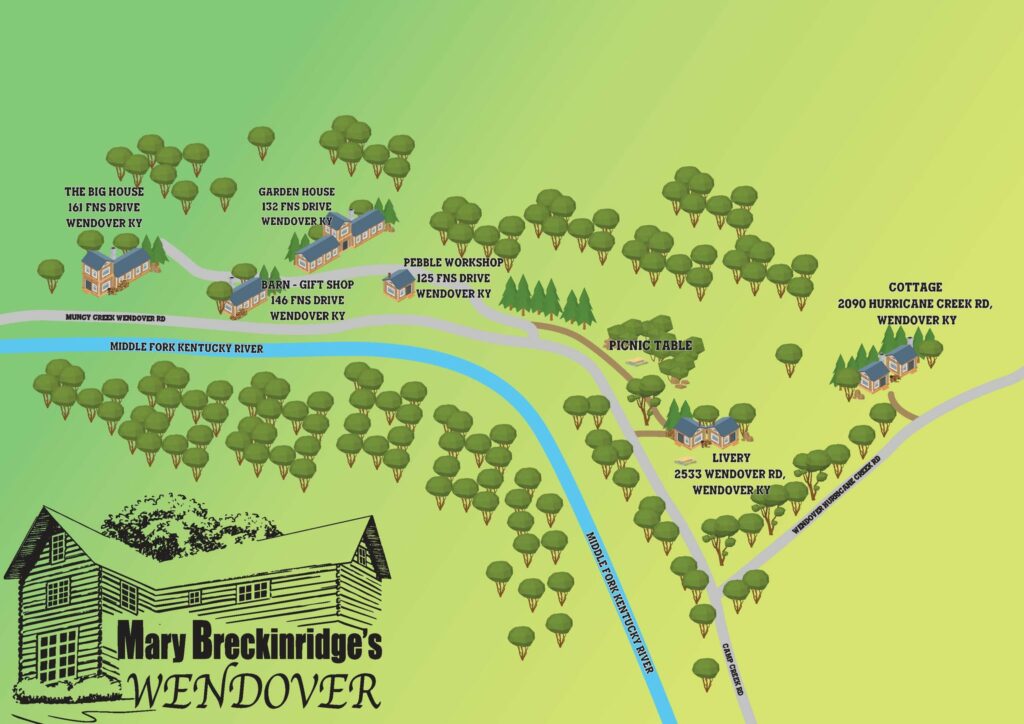 A map of the grounds at Wendover shows several historic buildings and how they are situated along the river