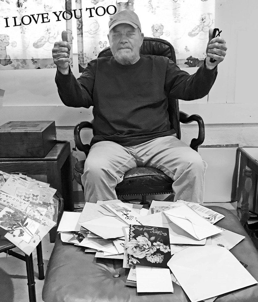 Tom T. Hall gives a thumbs up after he receives birthday cards from carter county kentucky. He was raised in olive hill kentucky