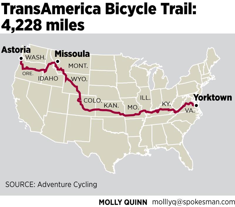 a map of the TransAmerica Bicycle trail. The cycling trail stretches through eastern kentucky and is one way towns are building tourism.