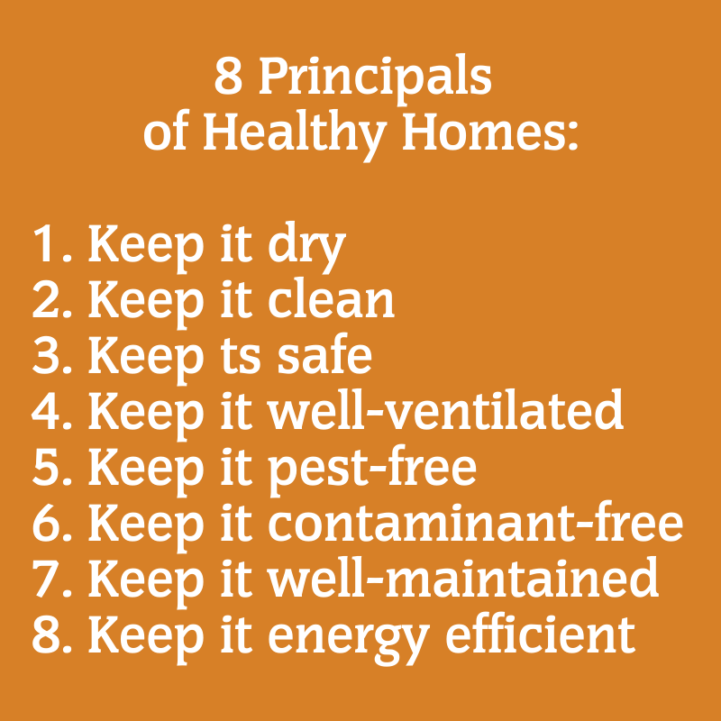 graphic lists the 8 principals of a healthy home.
