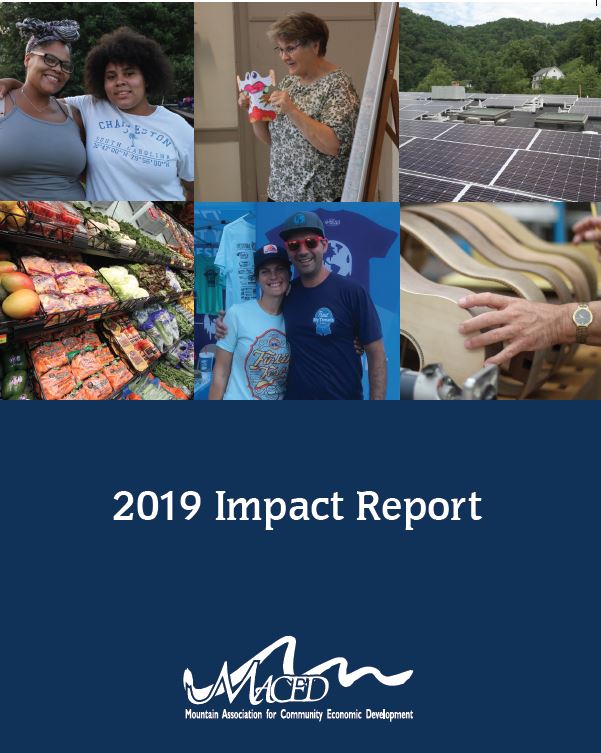 The cover of the Mountain association for community economic development 2019 impact report.
