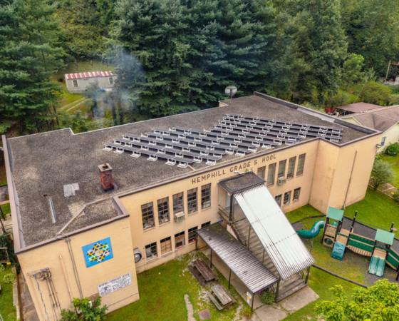 Hemphill community center solar battery flood