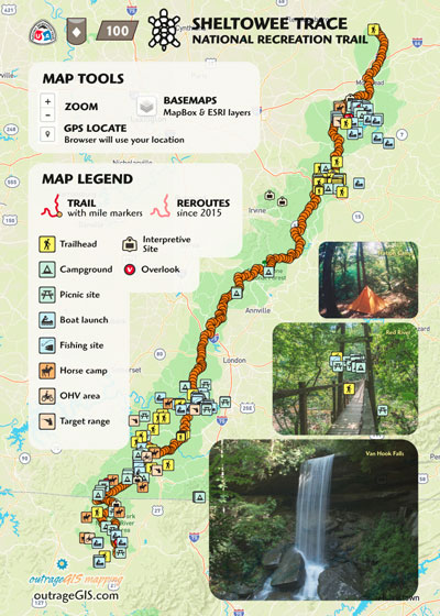 Sheltowee Trace national recreation trail map