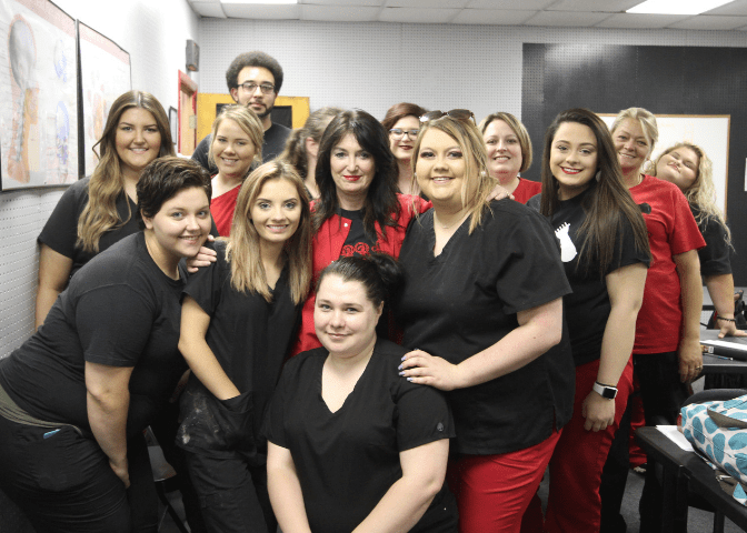 A group of students at southeastern beauty academy. South eastern beauty academy is well known for cosmetology in eastern kentucky