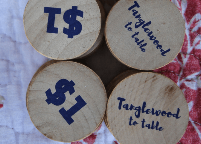 Tokens for the Tanglewood to table program at Letcher County Farmers Market in Whitesburg Kentucky. 