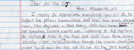 A letter from a Calls from Home listener helps illustrate how important this program is for prison justice in appalachia