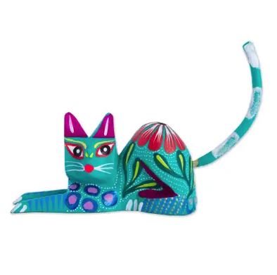 A cat in the style of Alebrije. Floyd Central in Eastern Kentucky worked with a school in Mexico on a cultural exchange
