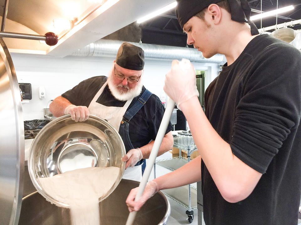 Charlie Pinson and another employee make jam at CANE Kitchen in Whitesburg, Kentucky. Building an Eastern Kentucky local foods system