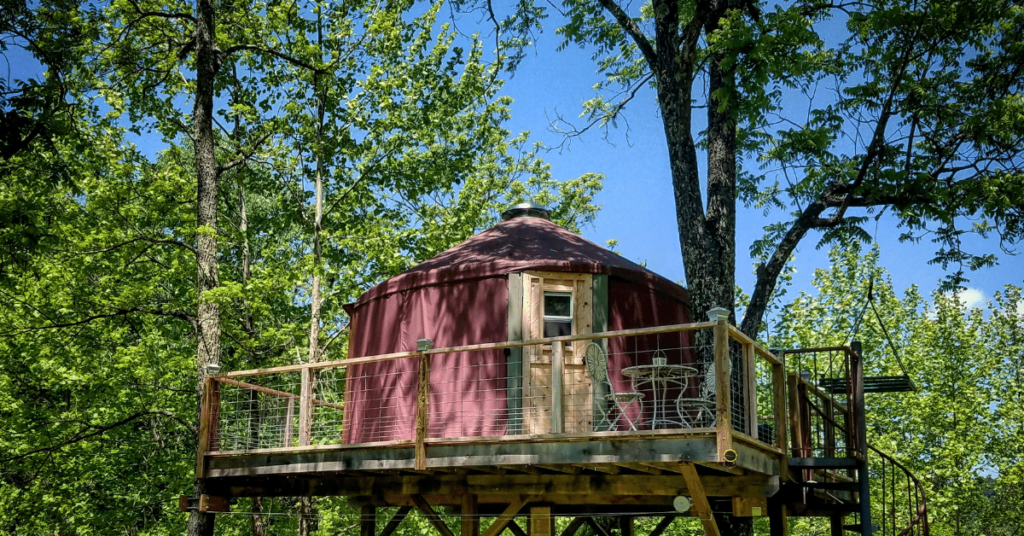 a red yurt at homegrown hideaways in berea ky