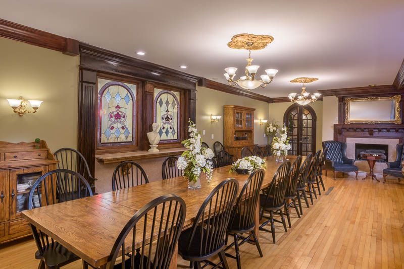 A long table in the dining room at longview estate recovery and rehabilitation center in lancaster kentucky.