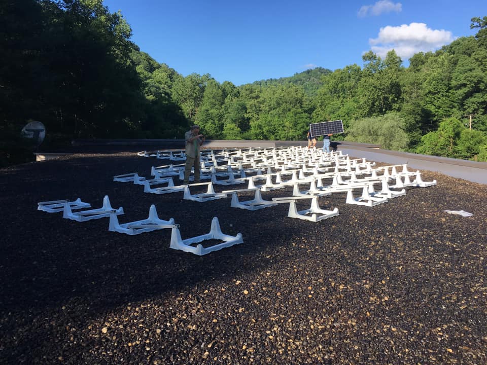 Solar panels on the roof Hemphill Community Center and Black Sheep Brick Oven Bakery & Catering in Letcher County in Eastern Kentucky.