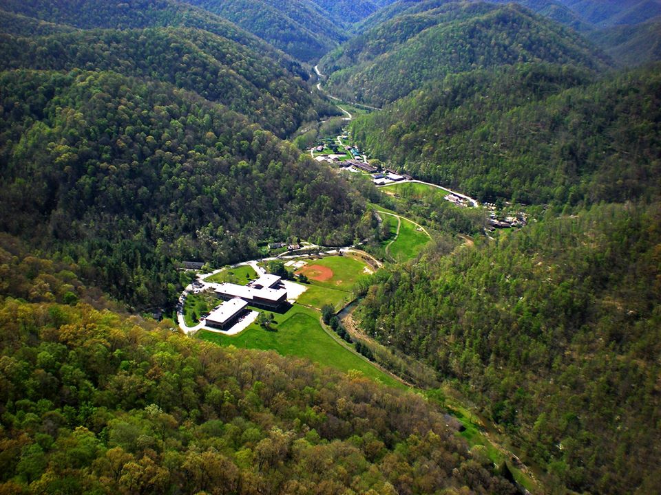 An aerial view of the buildings on the Red Bird Mission campus located  in Clay, Bell and Leslie counties in Eastern Kentucky.