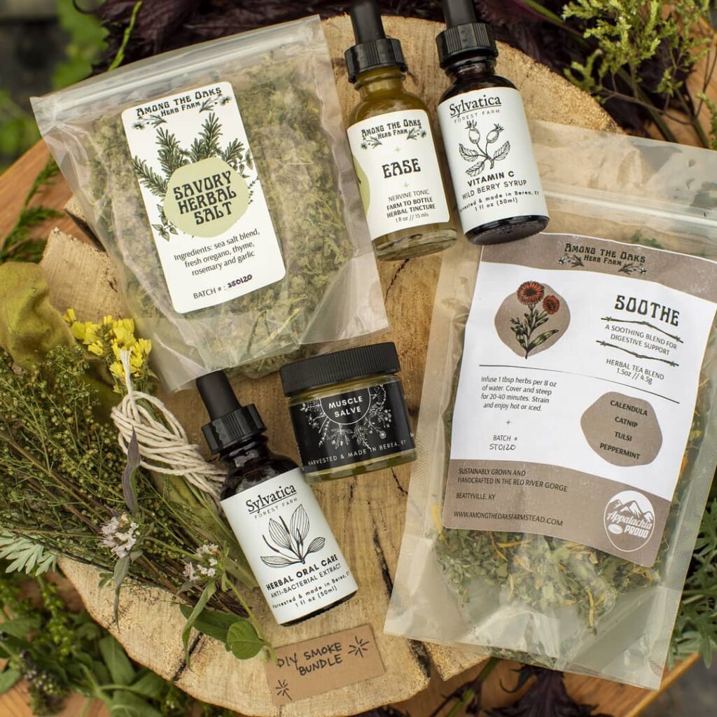 Herbal products created by joana are pictured