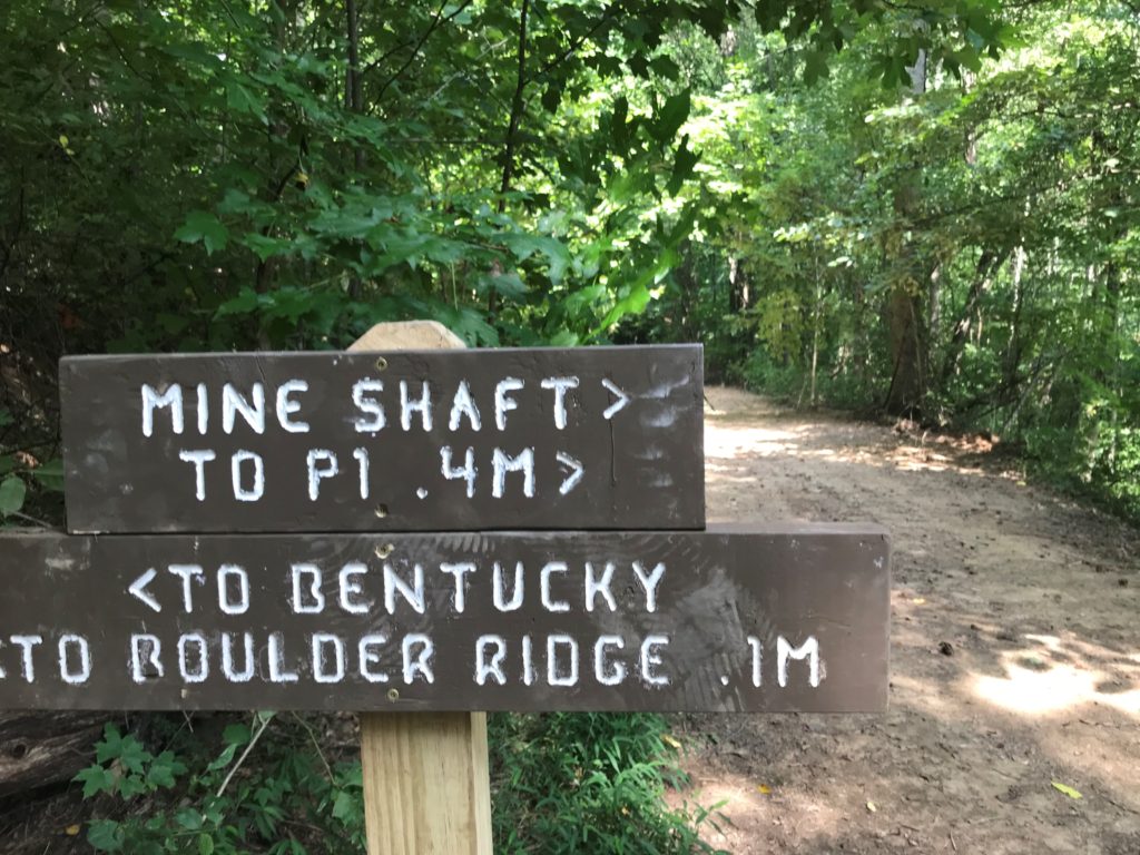 Trail signs point out different trails in hazard-perry county, kentucky. The area is now a trail town thanks to the new recreational trails.